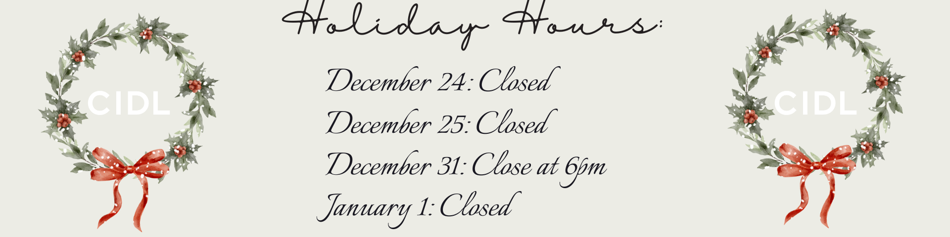 Holiday Hours 